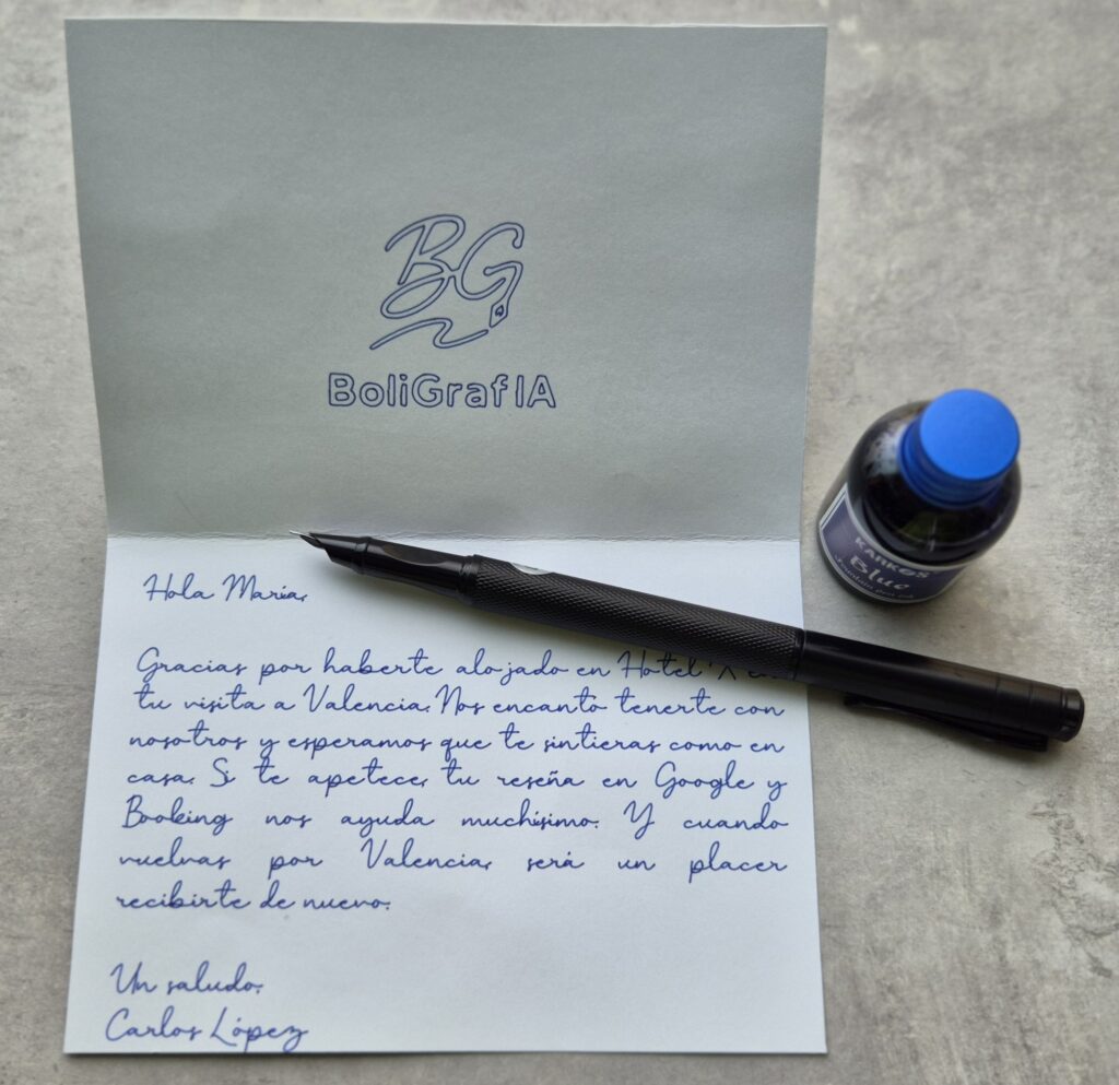 ejemplo de carta manuscrita para hoteles