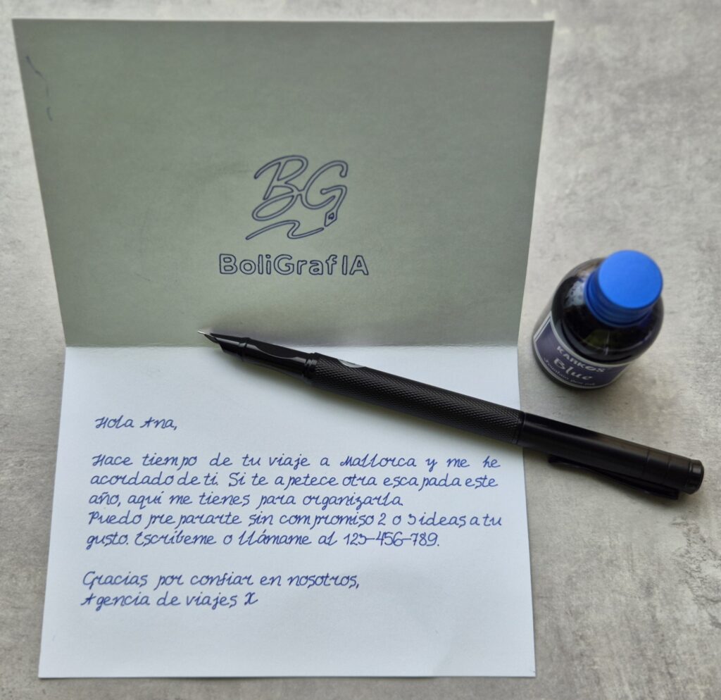 ejemplo de carta manuscrita para agencias de viajes