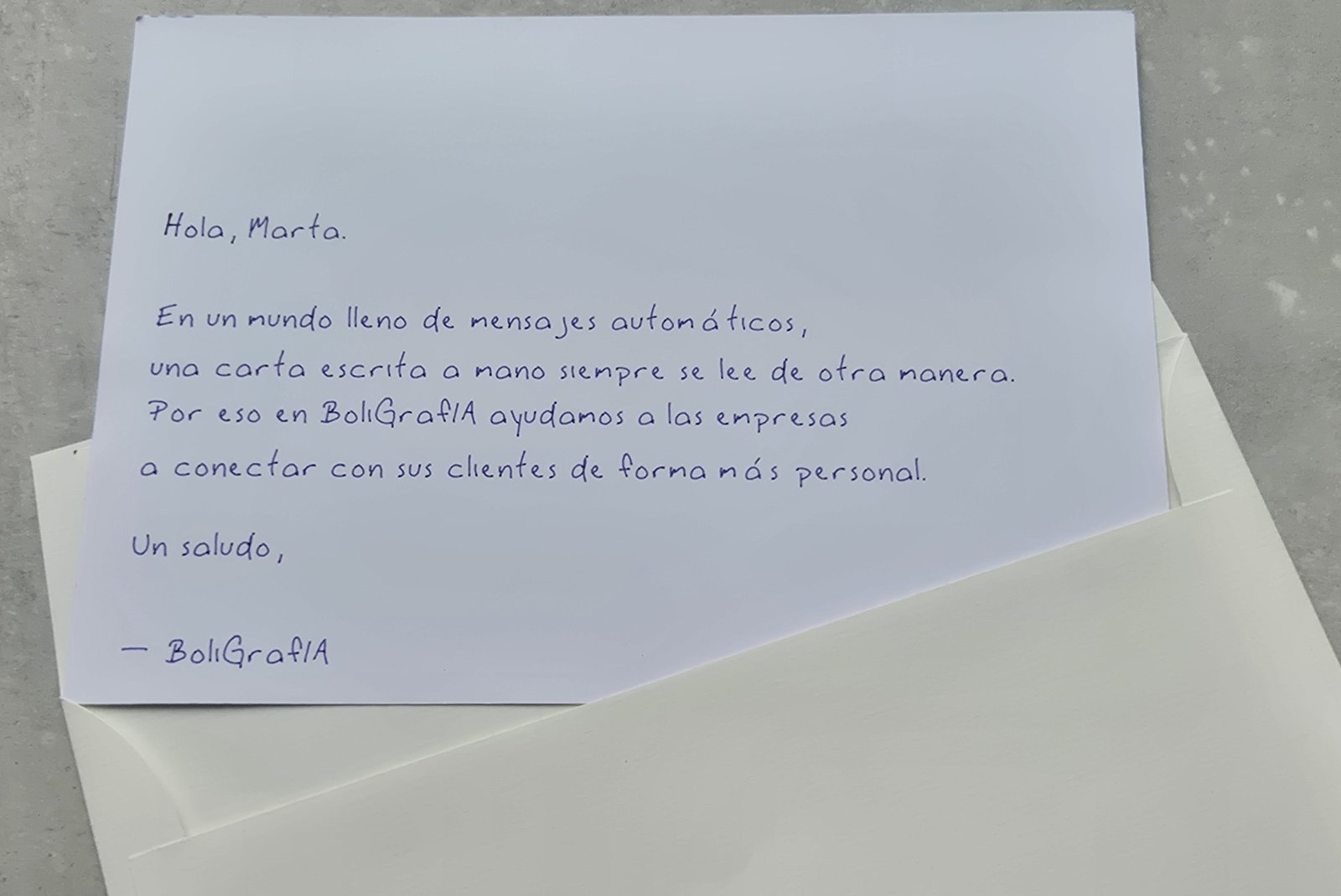escritura real en carta manuscrita para fidelizar clientes