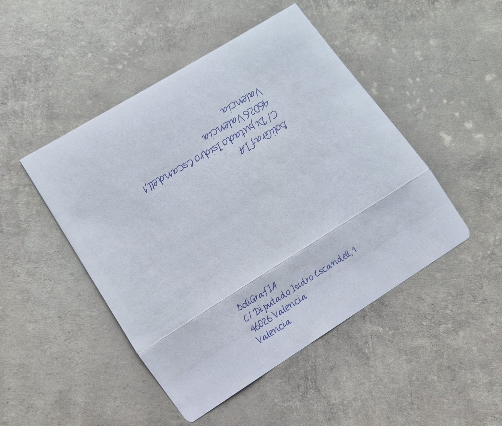 sobre manuscrito para seguimiento de presupuestos