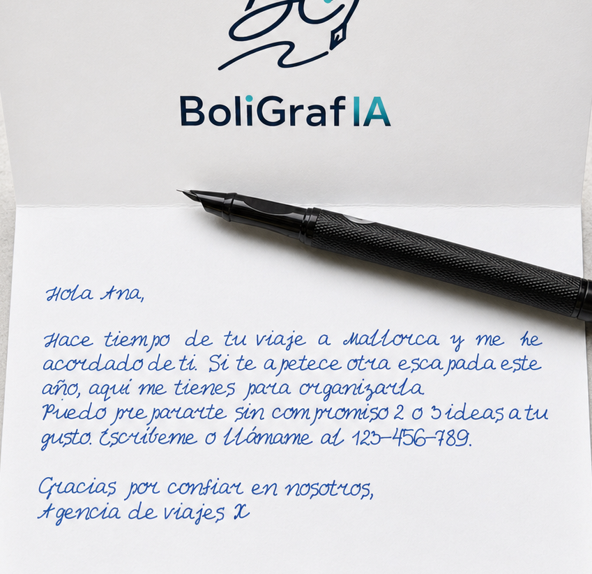 carta manuscrita utilizada para recuperar clientes inactivos