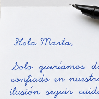 muestra real de escritura manuscrita con bolígrafo